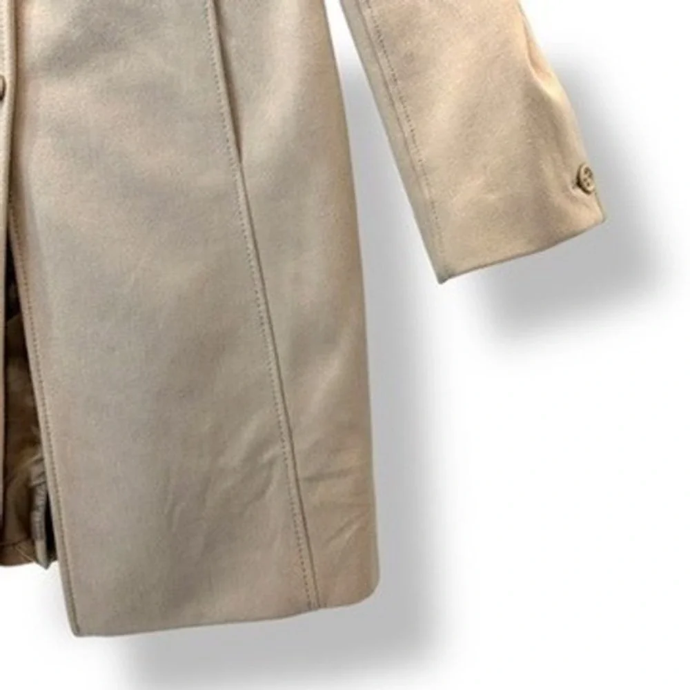 Kenneth Cole Reaction Tan Coat Women's Size 8 Button Front Knee Length - Picture 12 of 13